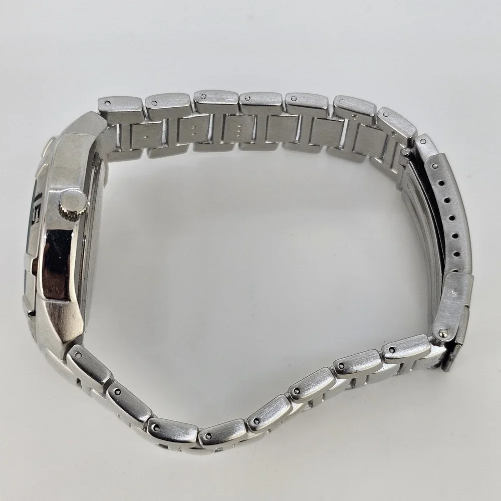 Sharp Analog Men's Watch 40MM Blue Dial Date Gray Bracelet Band 7.5